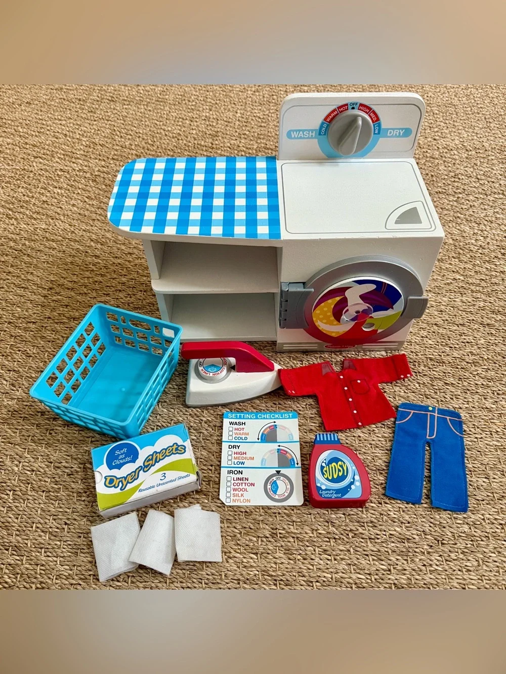 Melissa & Doug Pretend Play House Washer Dryer Iron Doll Size